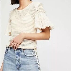 Free People Cream Knit Blouse